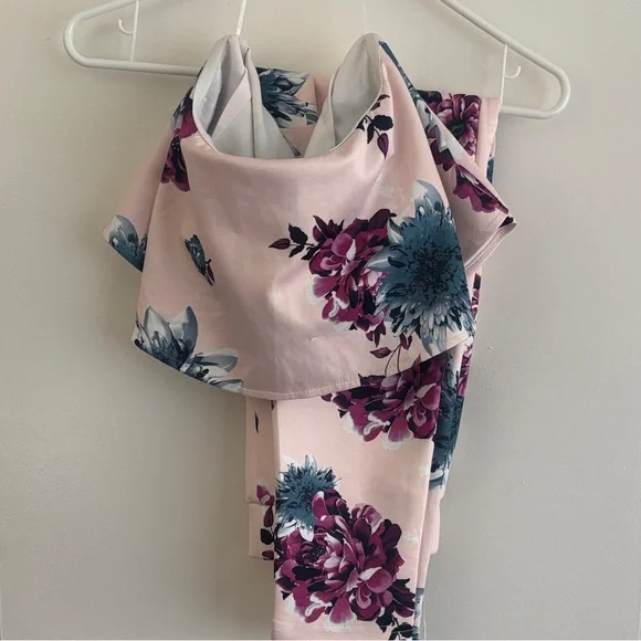 Floral Women's Two Set in Baby Pink and Blue - Picture 2 of 4